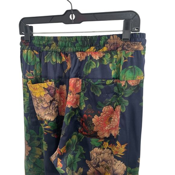 Johnny Was Silk Navy Multicolor Floral Print Jogger Pants Womens Size Small - Picture 5 of 7